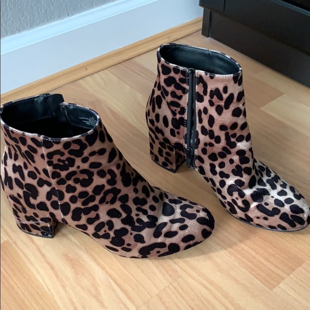 Leopard print booties
